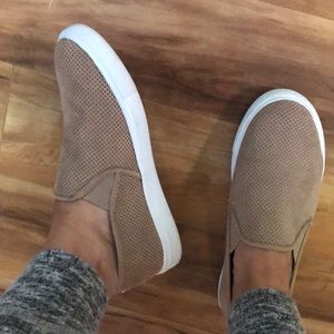 8.5 perforated Steve Madden nude slip ons